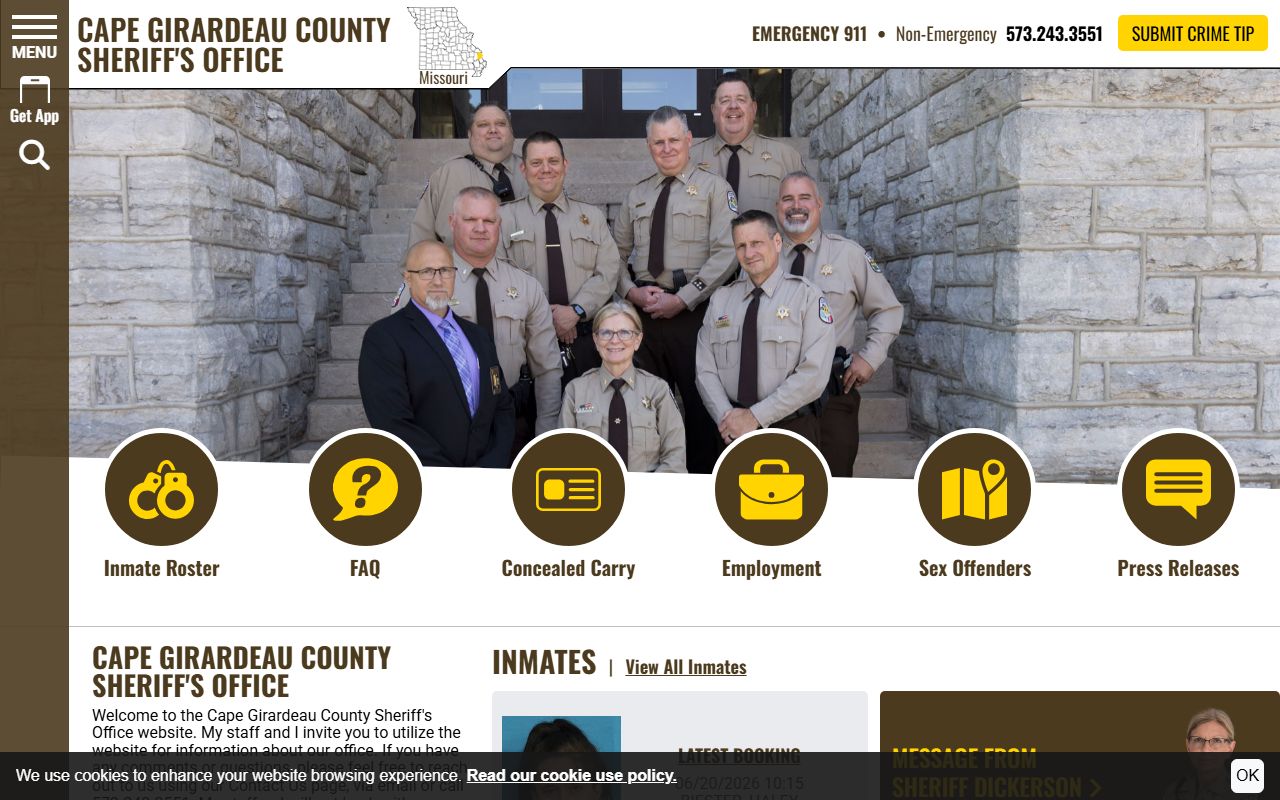 Cape Girardeau County arrest records sheriff homepage