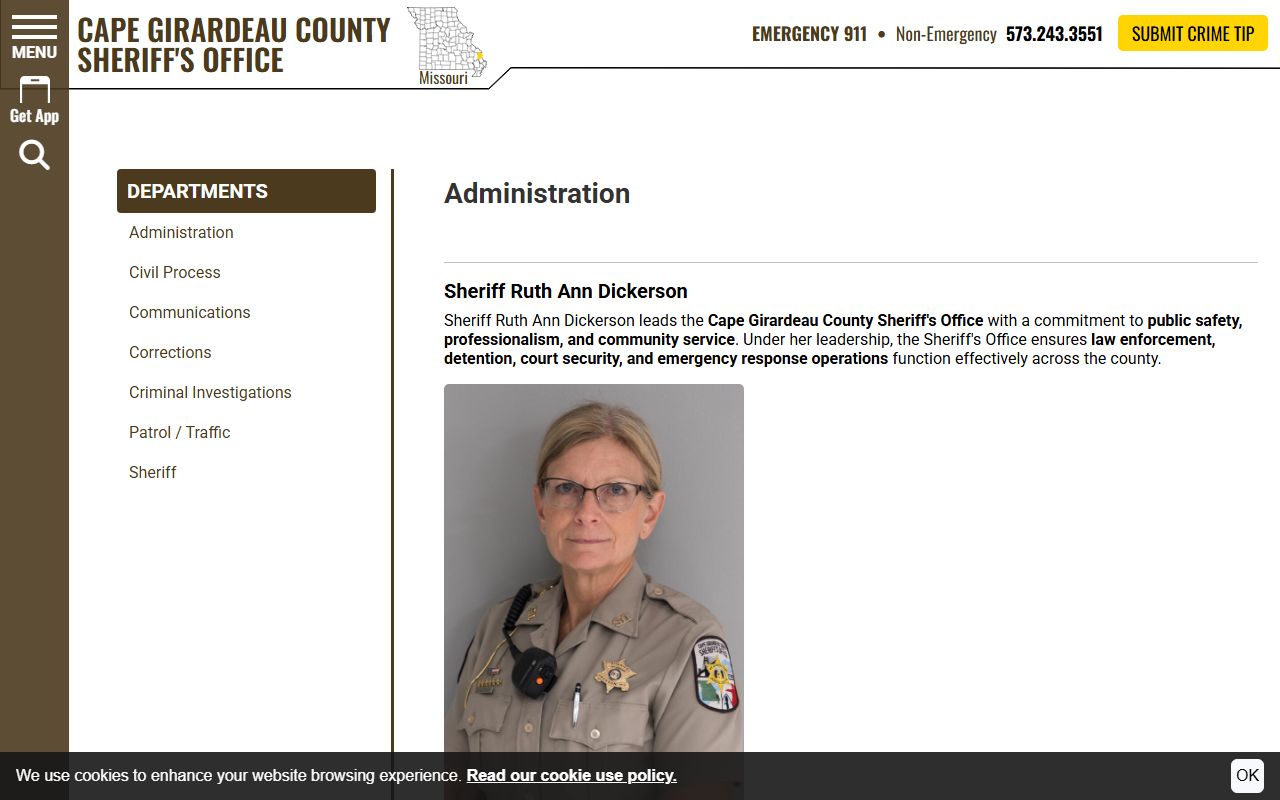 Cape Girardeau County arrest records sheriff administration
