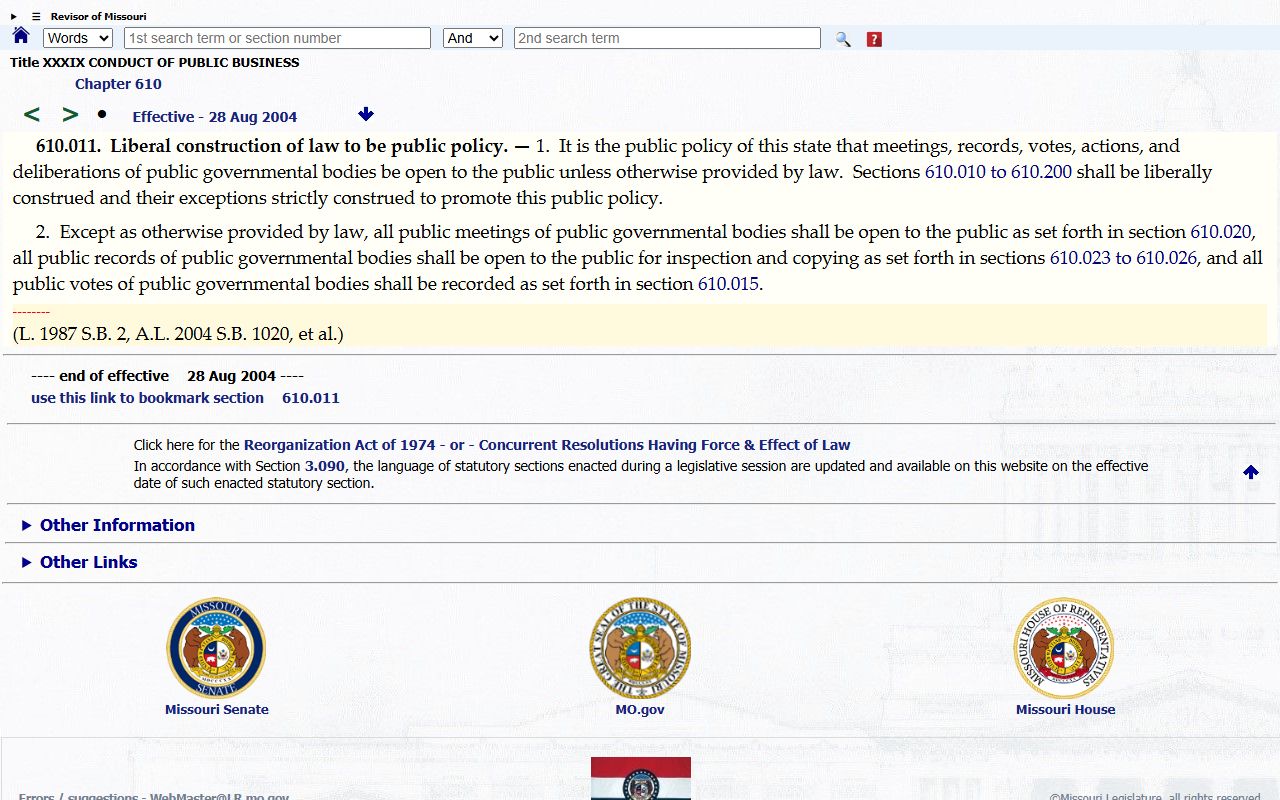 Cape Girardeau County court records Missouri Sunshine Law policy