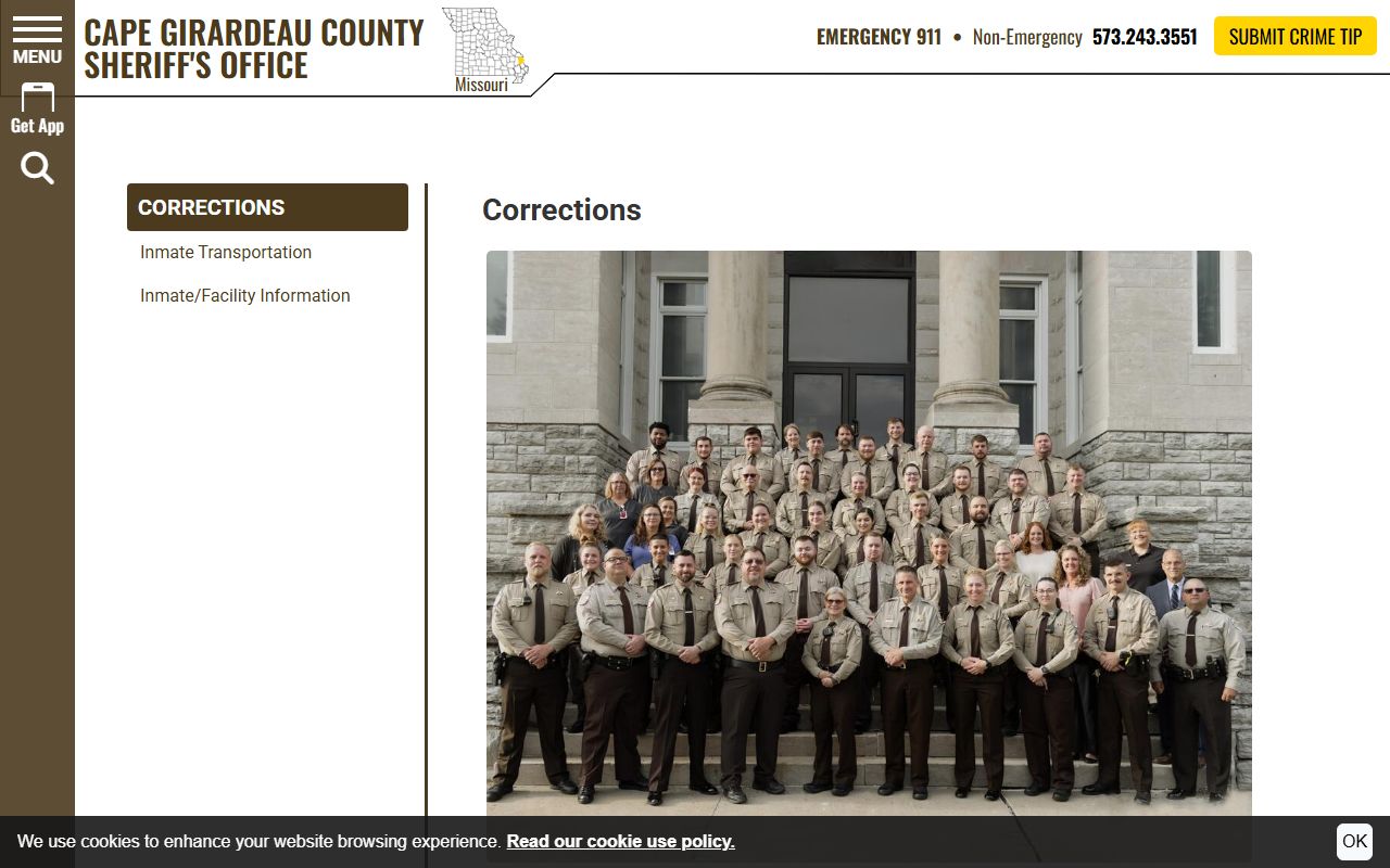 Cape Girardeau County inmate records corrections division page